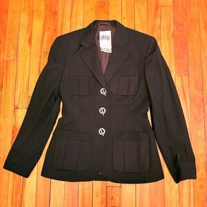 CRISCA Women’s Black Tailored Blazer Silver Hardware Toggle Buttons Size 3/4 (S)